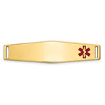 14K Off-Center Red Epoxy Enameled Soft Diamond Shape Medical ID Plate # 817 view