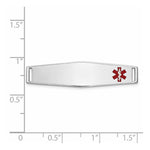 14K White Gold Off-Center Red Epoxy Enameled Soft Diamond Shape Medical ID Plate # 817 view