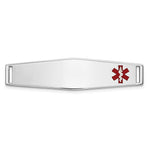14K White Gold Off-Center Red Epoxy Enameled Soft Diamond Shape Medical ID Plate # 817 view