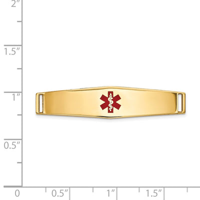 14K Centered Red Epoxy Enameled Soft Diamond Shape Medical ID Plate # 818