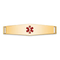 14K Centered Red Epoxy Enameled Soft Diamond Shape Medical ID Plate # 818