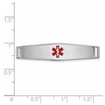 14K White Gold Centered Red Epoxy Enameled Soft Diamond Shape Medical ID Plate # 818 view