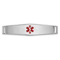 14K White Gold Centered Red Epoxy Enameled Soft Diamond Shape Medical ID Plate # 818