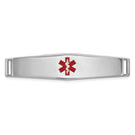 14K White Gold Centered Red Epoxy Enameled Soft Diamond Shape Medical ID Plate # 818 view