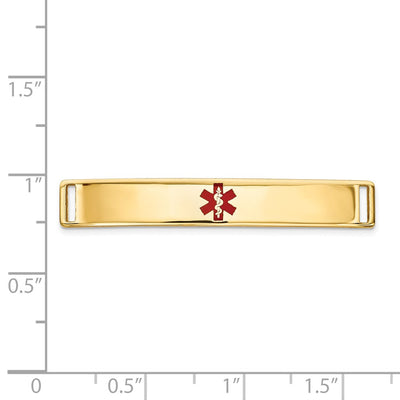 14K Centered Red Epoxy Enameled Medical ID Plate # 818