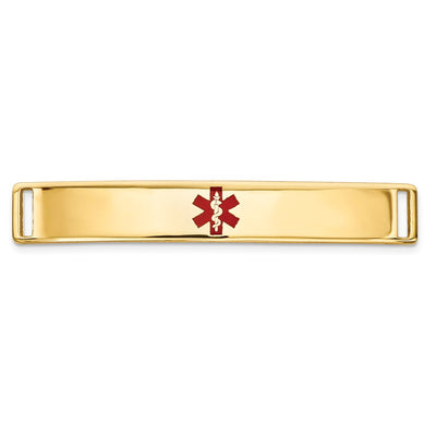 14K Centered Red Epoxy Enameled Medical ID Plate # 818