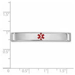 14K White Gold Centered Red Epoxy Enameled Medical ID Plate # 818 view