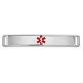 14K White Gold Centered Red Epoxy Enameled Medical ID Plate # 818
