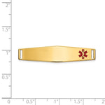 14K Off-Center Red Epoxy Enameled Soft Diamond Shape Medical ID Plate # 818 view