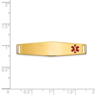 14K Off-Center Red Epoxy Enameled Soft Diamond Shape Medical ID Plate # 818