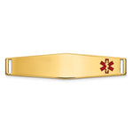 14K Off-Center Red Epoxy Enameled Soft Diamond Shape Medical ID Plate # 818 view