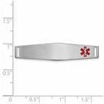 14K White Gold Off-Center Red Epoxy Enameled Soft Diamond Shape Medical ID Plate # 818 view
