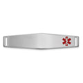14K White Gold Off-Center Red Epoxy Enameled Soft Diamond Shape Medical ID Plate # 818