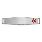 14K White Gold Off-Center Red Epoxy Enameled Soft Diamond Shape Medical ID Plate # 818 view