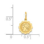 14K Boy Head on .009 Gauge Engravable Scalloped Disc Charm view