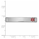 14K White Gold Off-Center Red Epoxy Enameled Medical ID Plate # 818 view