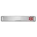14K White Gold Off-Center Red Epoxy Enameled Medical ID Plate # 818