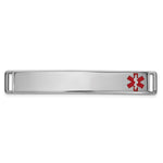 14K White Gold Off-Center Red Epoxy Enameled Medical ID Plate # 818 view