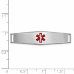 14K White Gold Centered Red Epoxy Enameled Soft Diamond Shape Medical ID Plate # 819 view