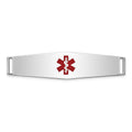 14K White Gold Centered Red Epoxy Enameled Soft Diamond Shape Medical ID Plate # 819