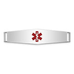 14K White Gold Centered Red Epoxy Enameled Soft Diamond Shape Medical ID Plate # 819 view