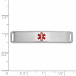 14K White Gold Centered Red Epoxy Enameled Medical ID Plate # 819 view