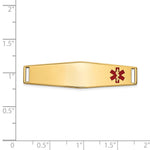 14K Off-Center Red Epoxy Enameled Soft Diamond Shape Medical ID Plate # 819 view