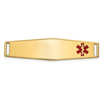 14K Off-Center Red Epoxy Enameled Soft Diamond Shape Medical ID Plate # 819 view
