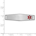 14K White Gold Off-Center Red Epoxy Enameled Soft Diamond Shape Medical ID Plate # 819 view