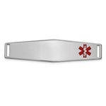 14K White Gold Off-Center Red Epoxy Enameled Soft Diamond Shape Medical ID Plate # 819 view