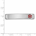 14K White Gold Off-Center Red Epoxy Enameled Medical ID Plate # 819 view