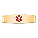 14K Centered Red Epoxy Enameled Soft Diamond Shape Medical ID Plate # 820 view