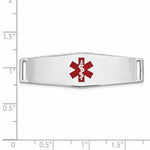14K White Gold Centered Red Epoxy Enameled Soft Diamond Shape Medical ID Plate # 820 view