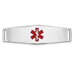 14K White Gold Centered Red Epoxy Enameled Soft Diamond Shape Medical ID Plate # 820 view