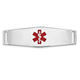 14K White Gold Centered Red Epoxy Enameled Soft Diamond Shape Medical ID Plate # 820