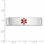14K White Gold Centered Red Epoxy Enameled Medical ID Plate # 820 view