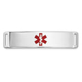 14K White Gold Centered Red Epoxy Enameled Medical ID Plate # 820