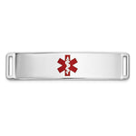 14K White Gold Centered Red Epoxy Enameled Medical ID Plate # 820 view