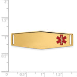 14K Off-Center Red Epoxy Enameled Soft Diamond Shape Medical ID Plate # 820 view