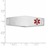 14K White Gold Off-Center Red Epoxy Enameled Soft Diamond Shape Medical ID Plate # 820 view