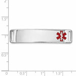 14K White Gold Off-Center Red Epoxy Enameled Medical ID Plate # 820 view