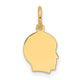14K Plain Small .009 Gauge Facing Right Engravable Boy Head Charm, 15.3 x 8.7mm