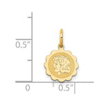14K Girl Head on .009 Gauge Engravable Scalloped Disc Charm, 15 x 10mm view