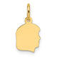 14K Plain Small .027 Gauge Facing Right Engravable Girl Head Charm, 15 x 8mm