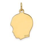 14K Plain Medium .013 Gauge Facing Right Engravable Boy Head Charm, 23.3 x 15.3mm view