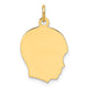 14K Plain Medium .013 Gauge Facing Right Engravable Boy Head Charm, 23.3 x 15.3mm