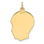14K Plain Medium .013 Gauge Facing Right Engravable Boy Head Charm, 27.2 x 19.2mm view
