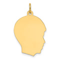14K Plain Medium .011 Gauge Facing Right Engravable Boy Head Charm, 27.2 x 19.2mm
