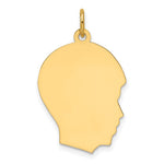 14K Plain Medium .013 Gauge Facing Right Engravable Boy Head Charm, 27.2 x 19.2mm view