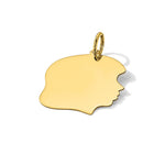 14K Plain Medium .018 Gauge Facing Right Engravable Girl Head Charm, 25.2 x 17.9mm view